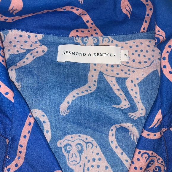 Desmond & Dempsey Long Pyjama Set Blue and Pink - S - Picture 5 of 8